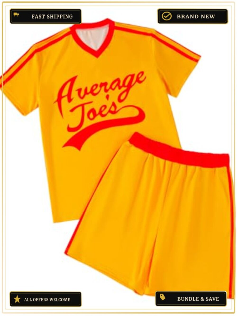 Mens Dodgeball Cosplay Costume Set Jersey Shirt Shorts Sportswear